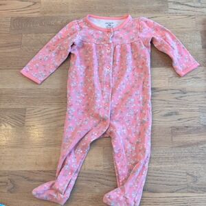 Carter's Pink Floral Waffle Knit Footed Pajama Sleepsuit Baby Girl 9 Months